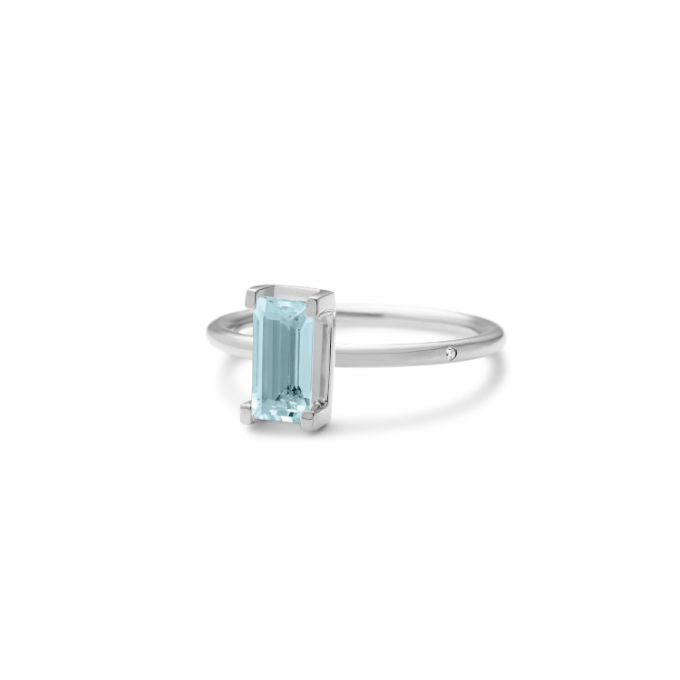 Nord Blue Ring Turned - 18kt Hvitt Gull