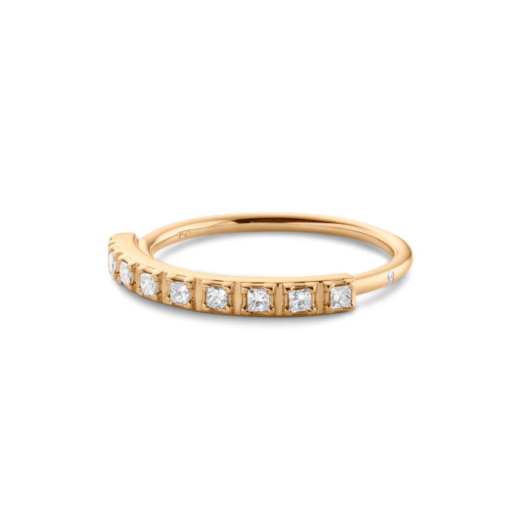 Rock Classic Diamantring Aligned - 18kt Gult Gull