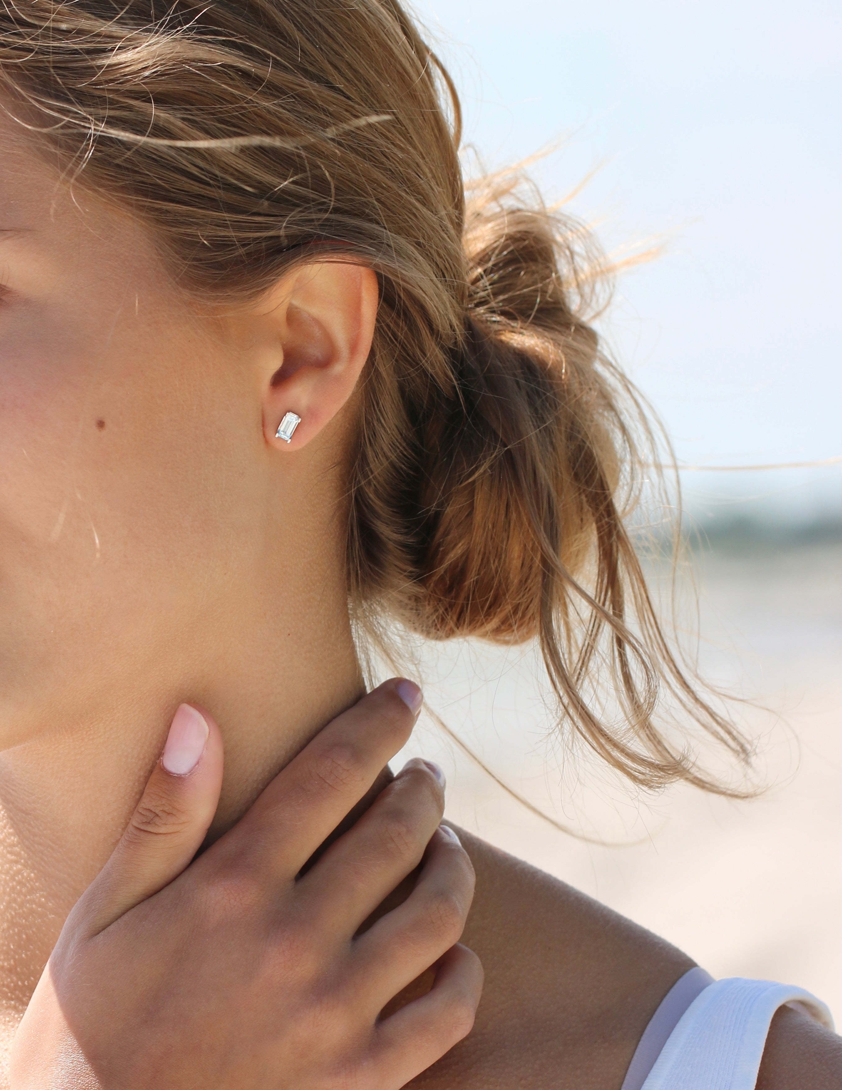 Nord Blue Øredobb - 18kt Hvitt Gull