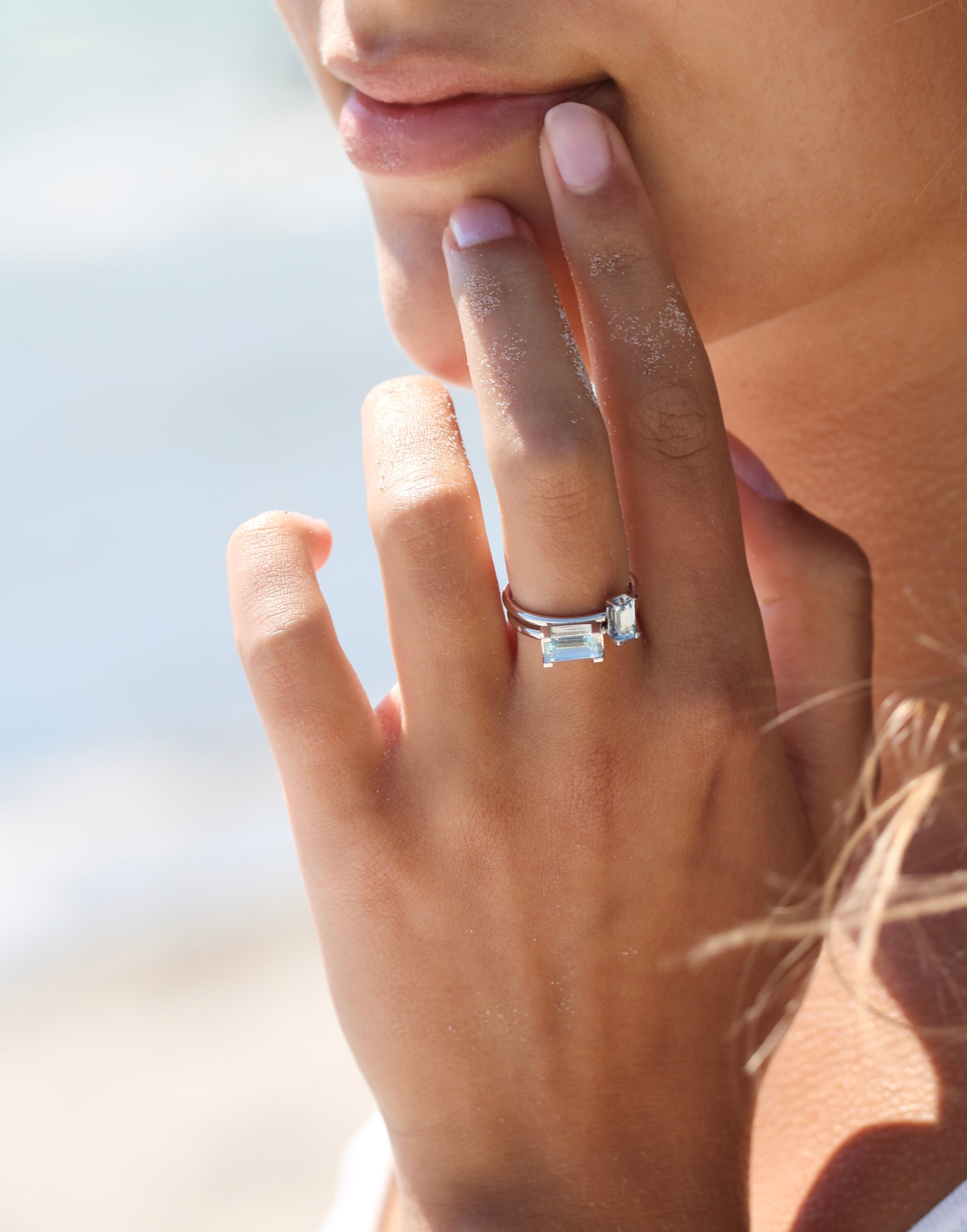 Nord Blue Ring - 18kt Hvitt Gull