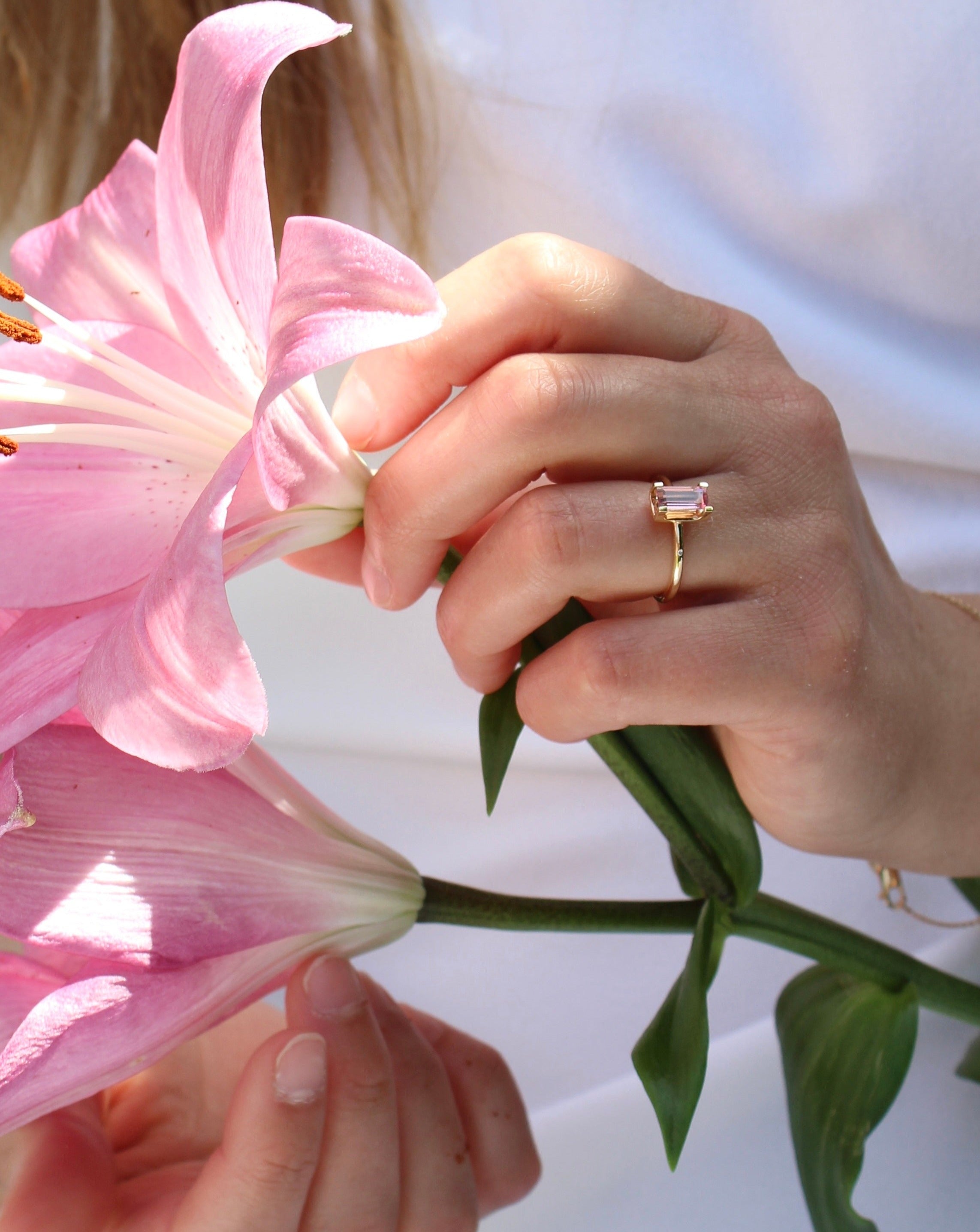 Nord Pink Ring Turned - 18kt Gult Gull