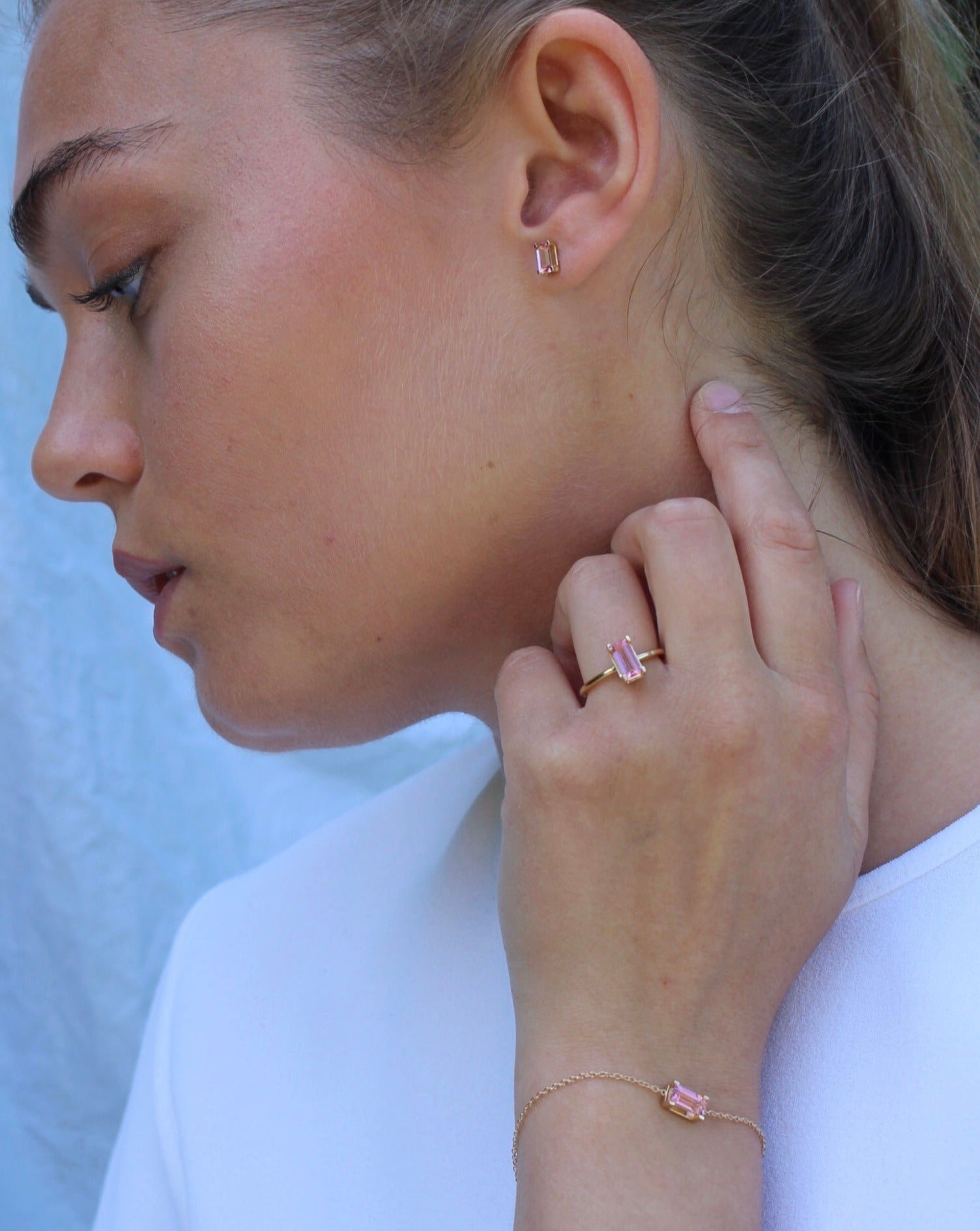 Nord Pink Ring Turned - 18kt Gult Gull