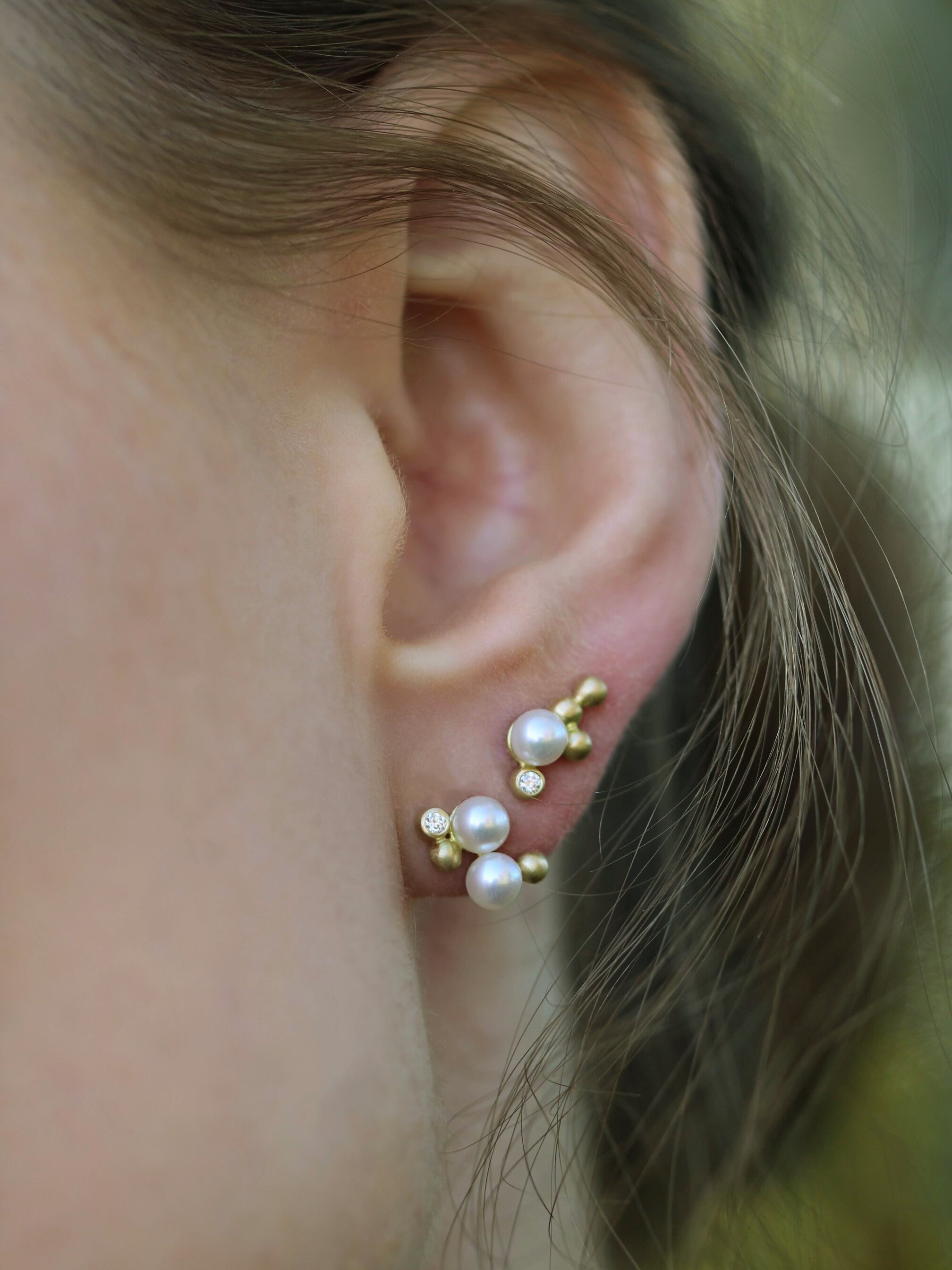 Orbit Dot Perle øredobb L Venstre - 18kt Gult Gull