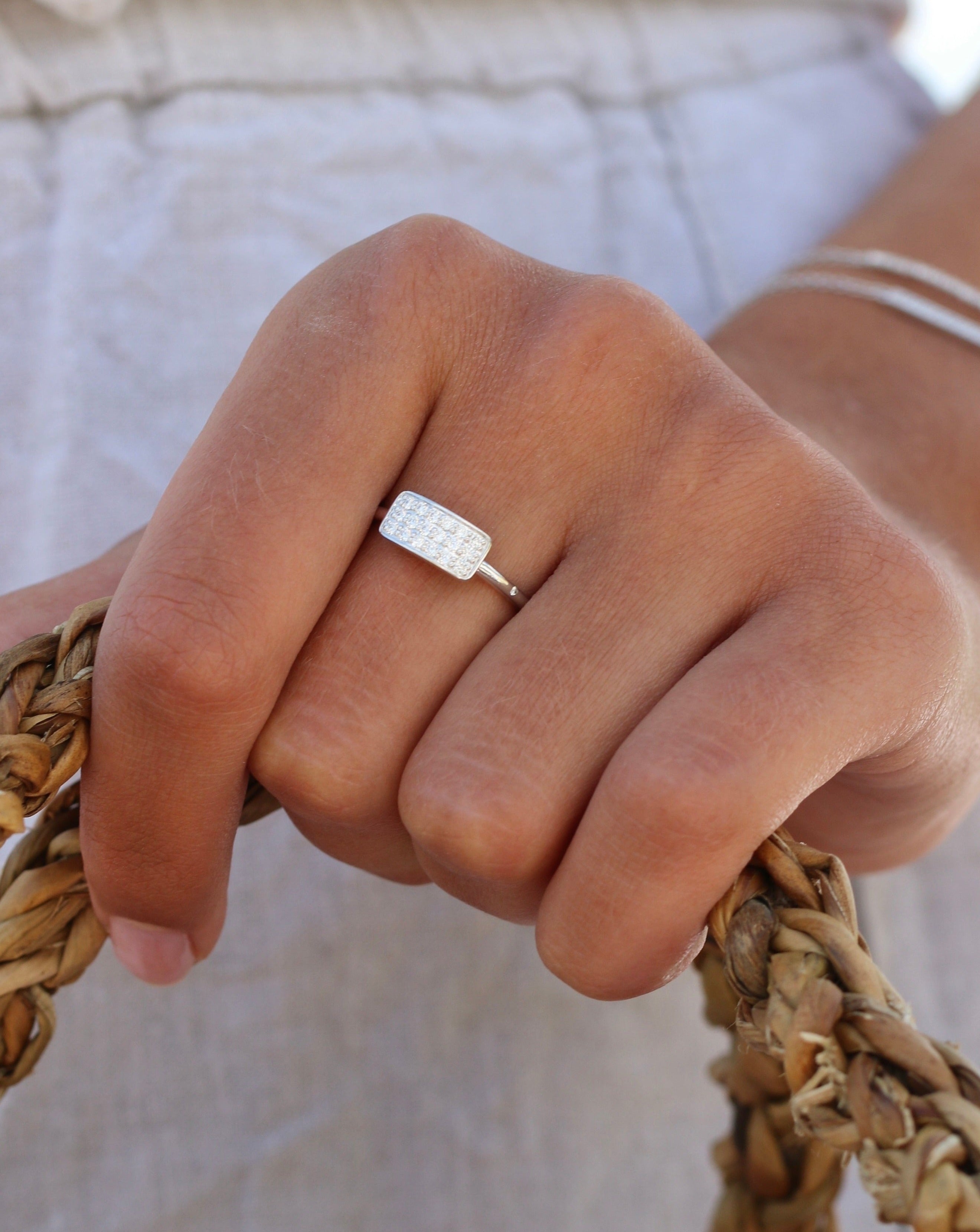 Square Diamantring - 18kt Hvitt Gull