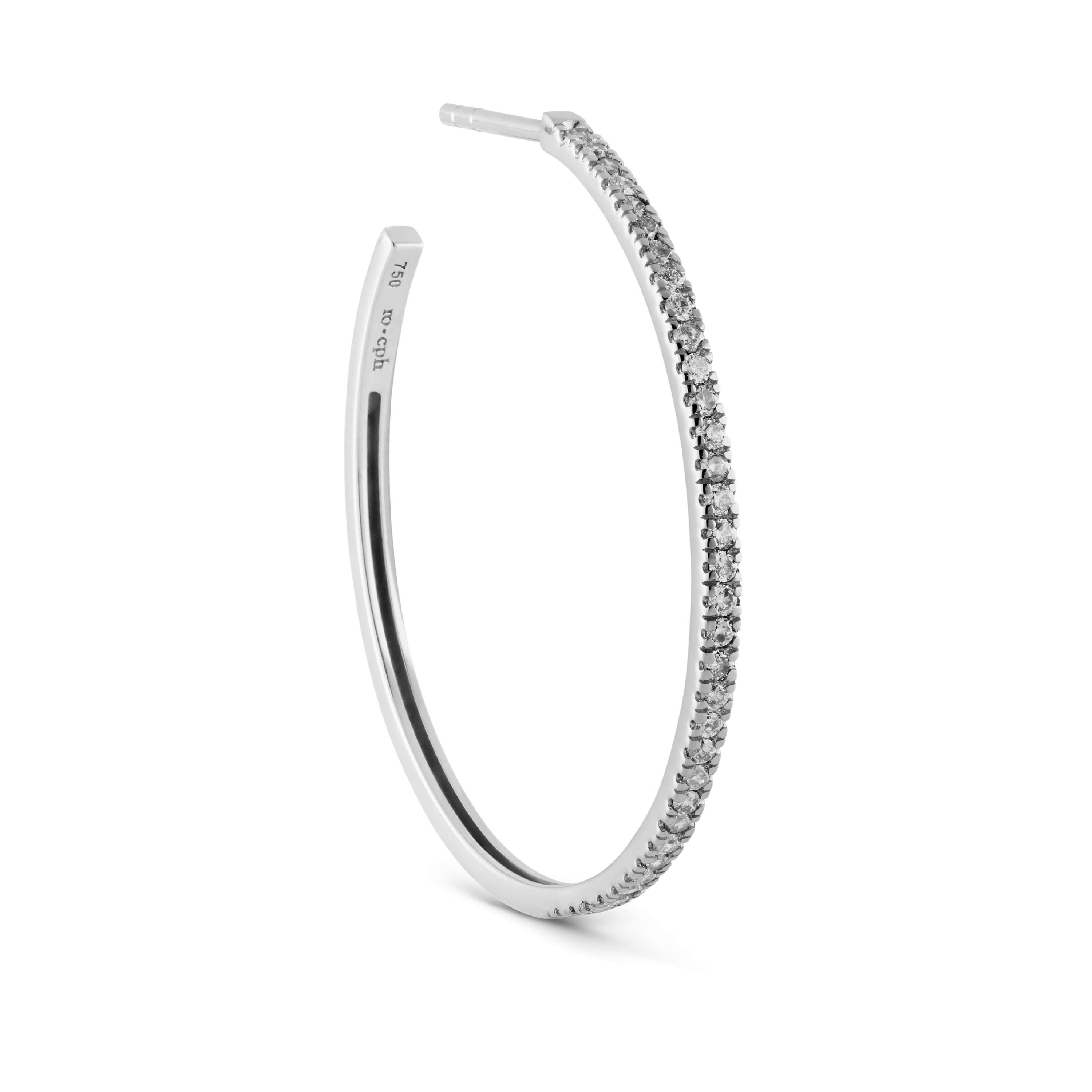 Rock Classic Grey Diamant Creol L - 18kt Hvitt Gull