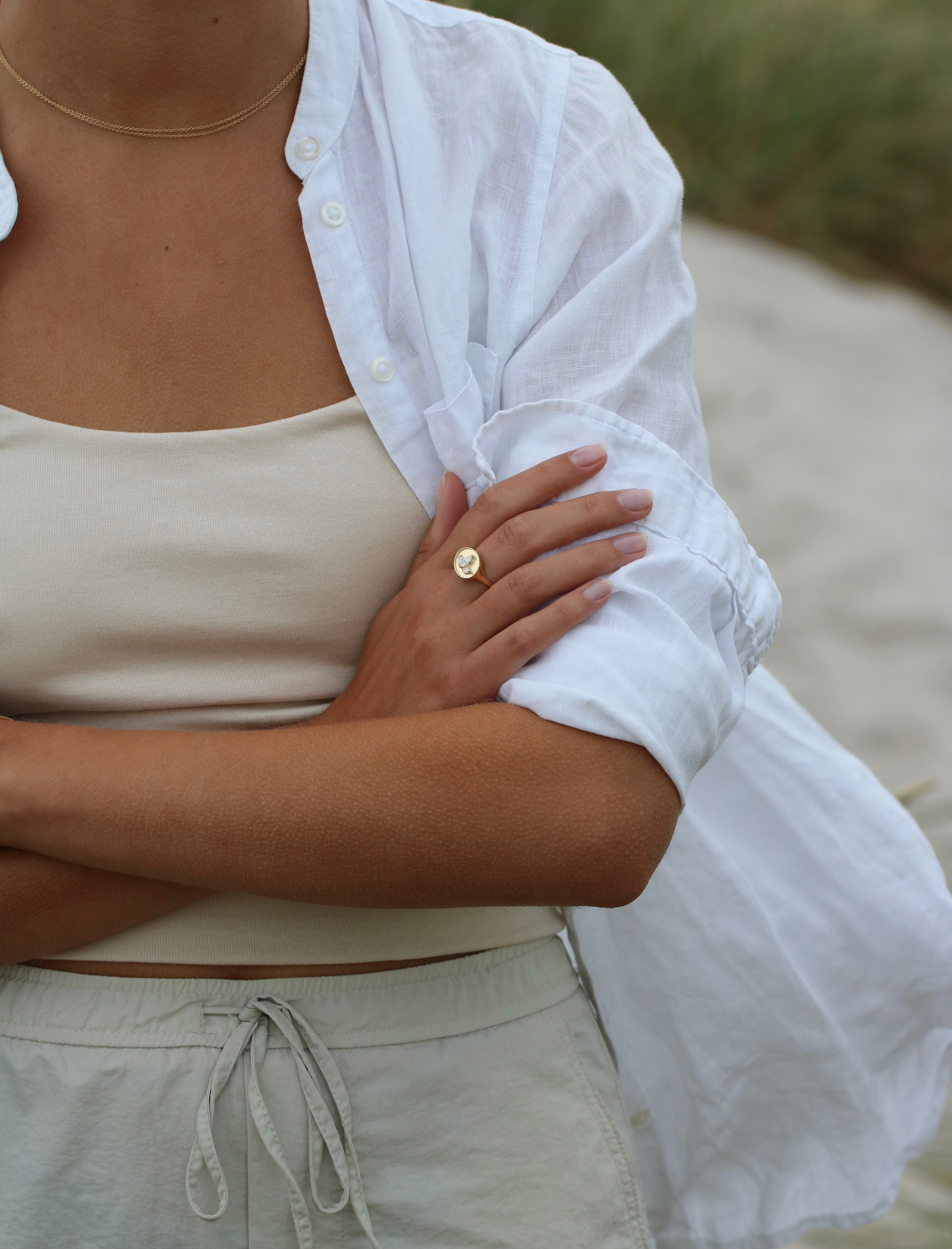 Inner Peace Lotus Diamantring - 18kt Gult Gull