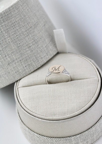 Signet Diamantring Solid - 18kt Hvitt Gull