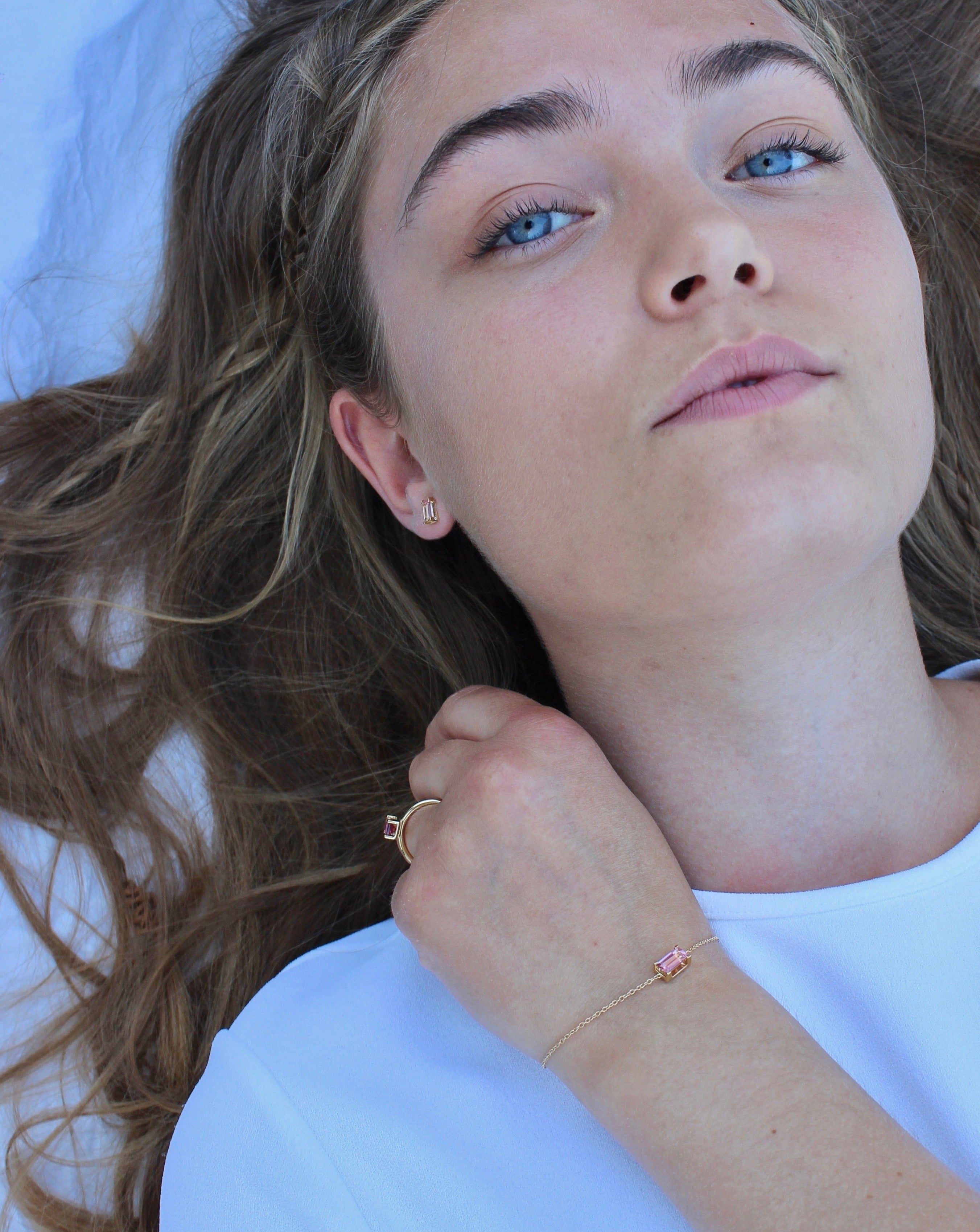 Nord Pink Øredobb - 18kt Gult Gull