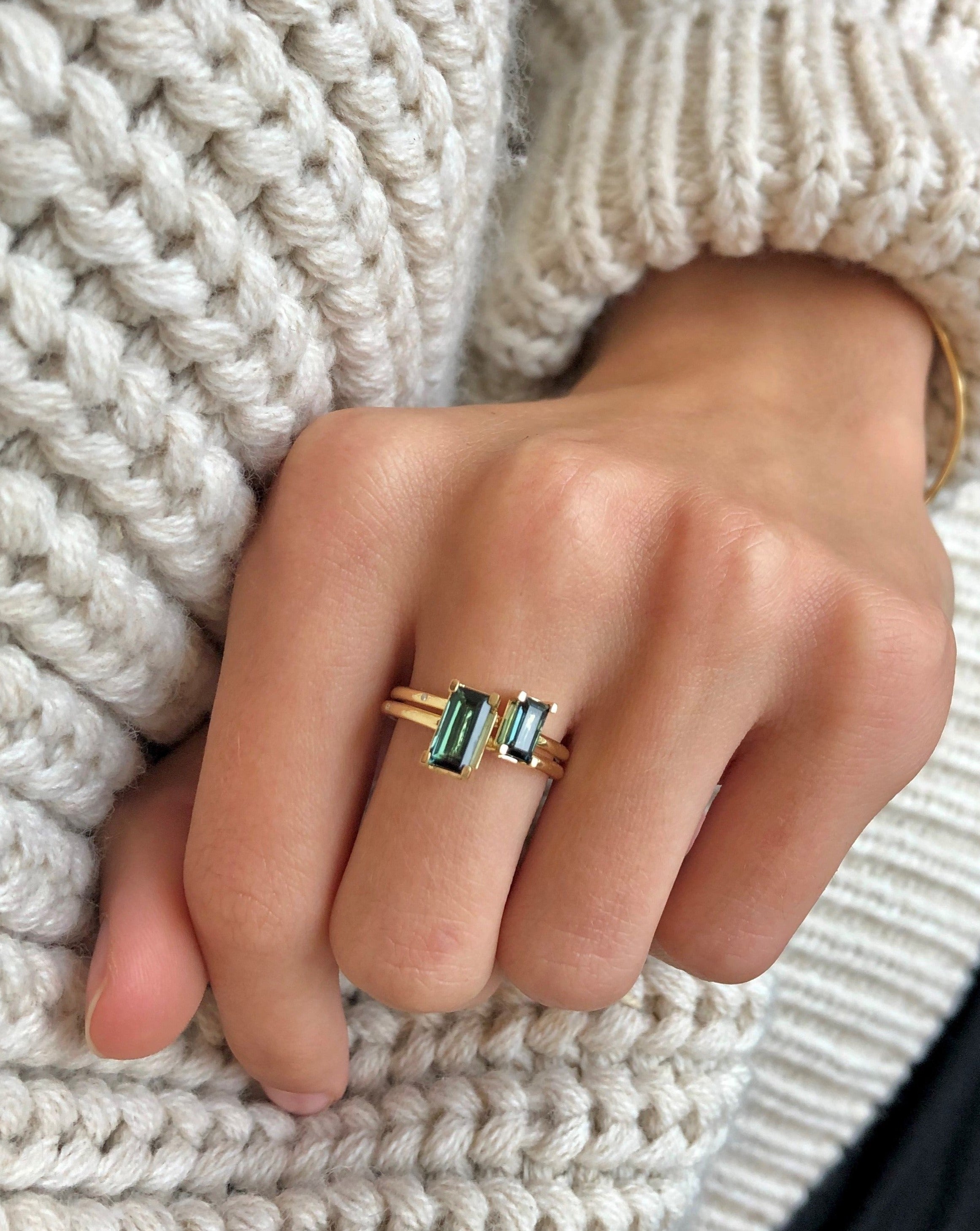 Nord Green Ring Turned - 18kt Hvitt Gull