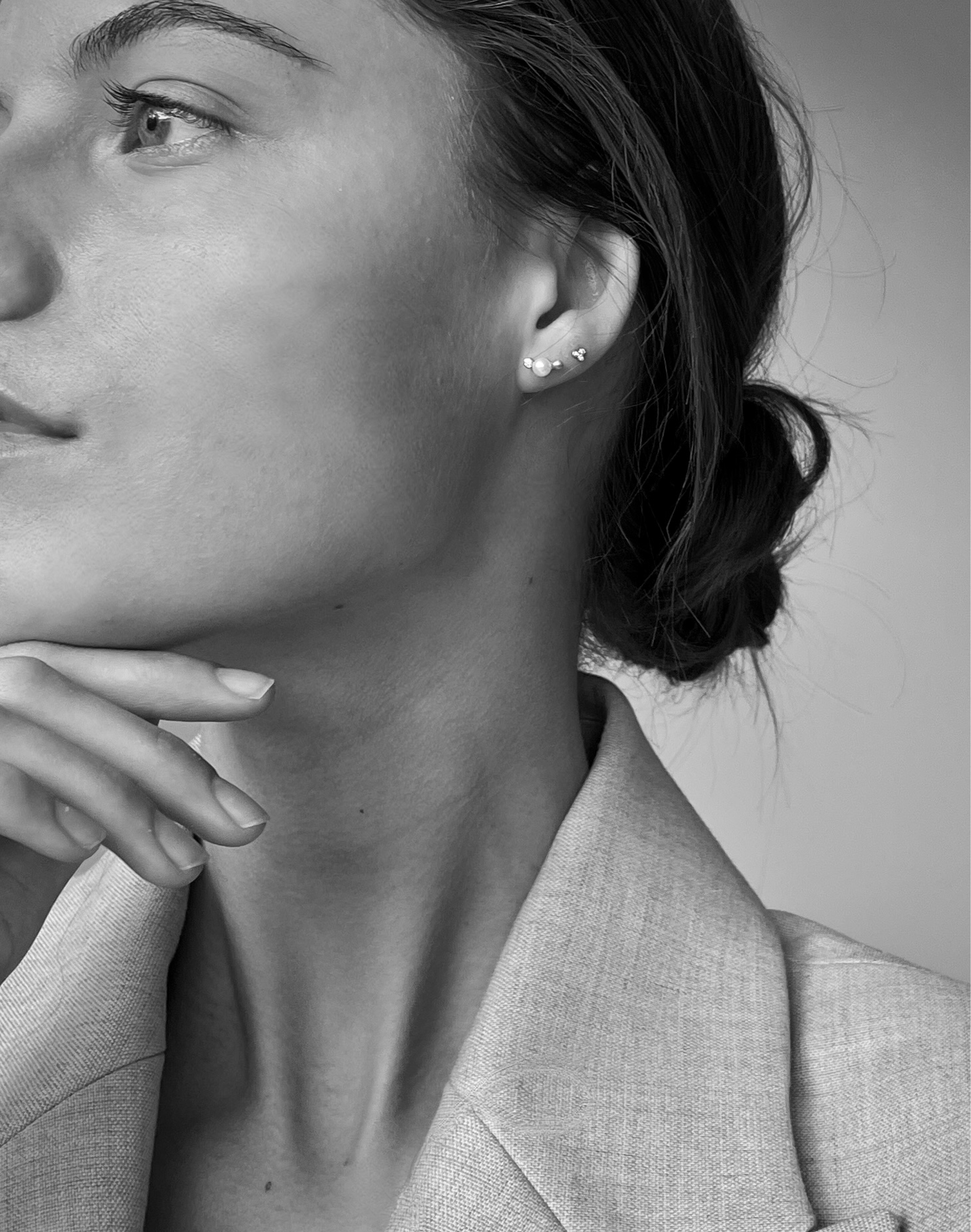 Orbit Dot Perle Øredobb S - 18kt Gult Gull