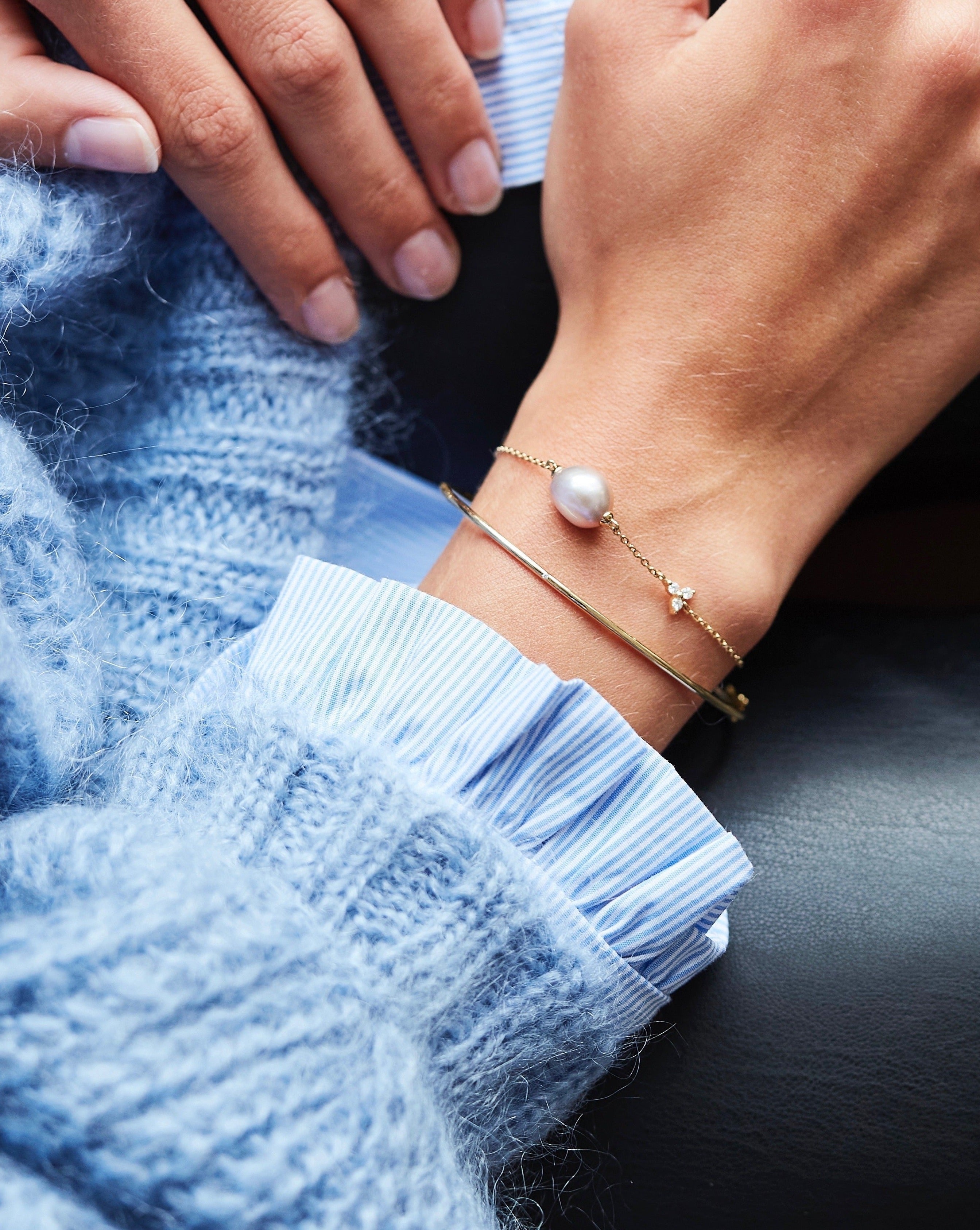 Fryd Diamant Perle Armbånd - 18kt Hvitt Gull