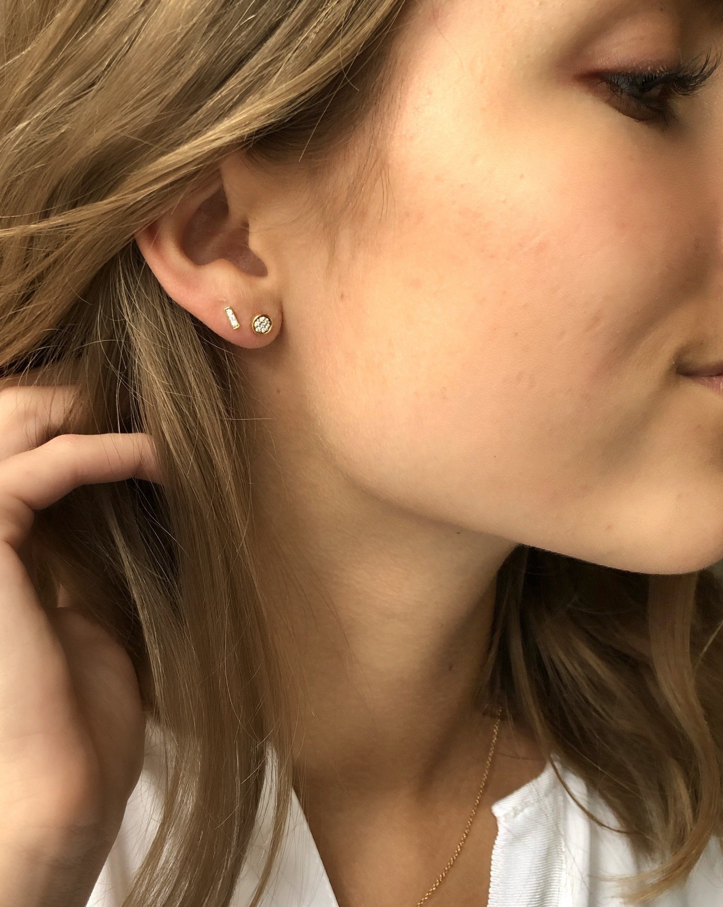 Square Diamant Øredobb M - 18kt Hvitt Gull