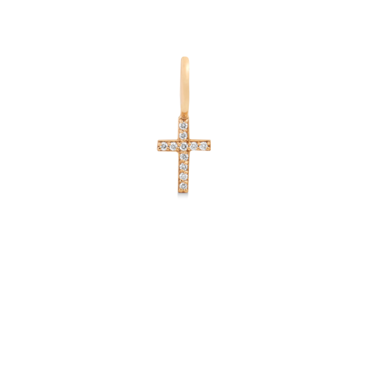 Rock Diamond Cross Pendant - 18kt Yellow Gold