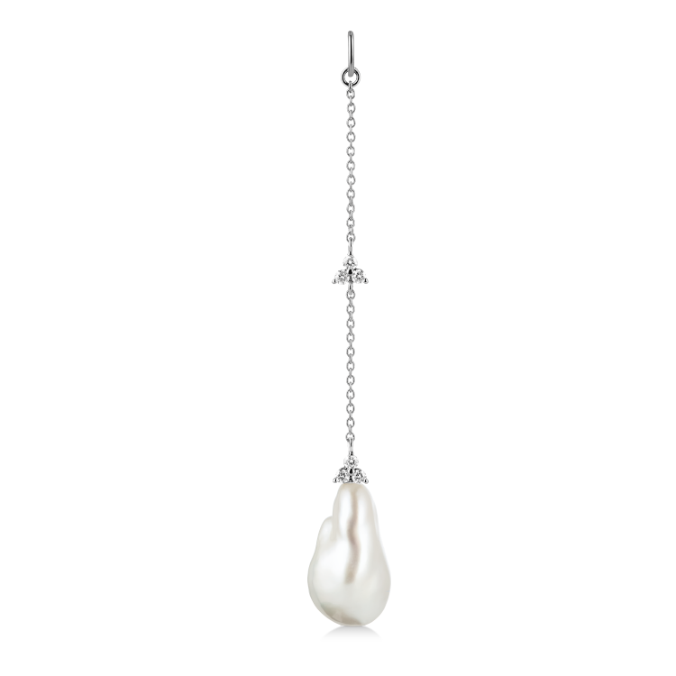 Fryd Baroque Pearl Ear-Pendant L - 18kt White Gold