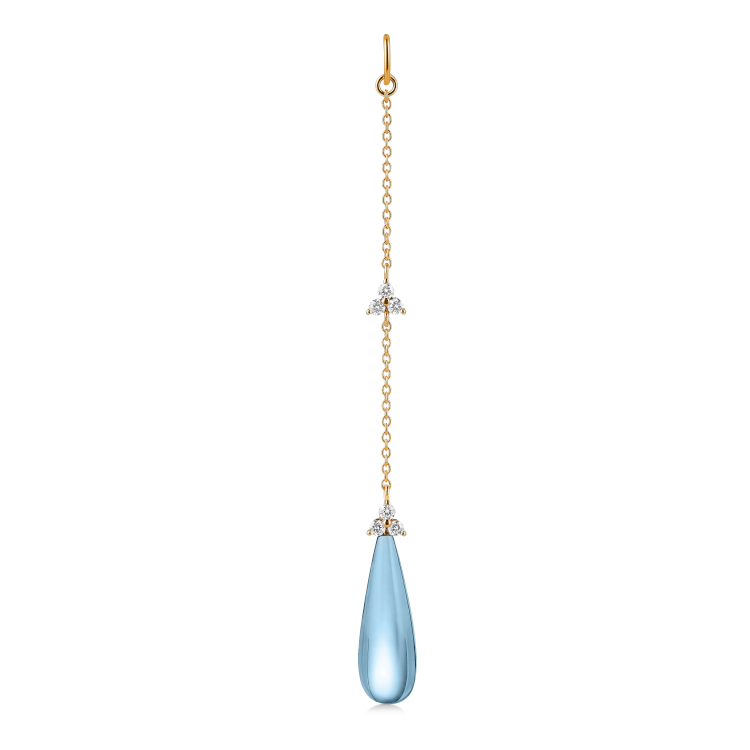 Fryd Sky Blue Ear-Pendant L - 18kt Yellow Gold