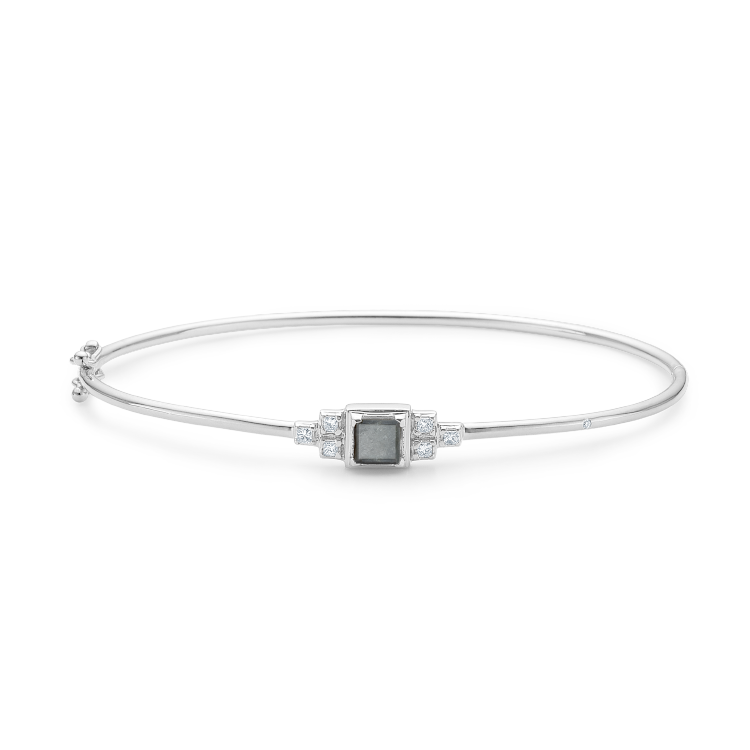Raw Diamant Armring - 18kt Hvitt Gull