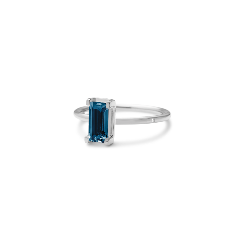 Nord London Blue Ring Turned - 18kt Hvitt Gull