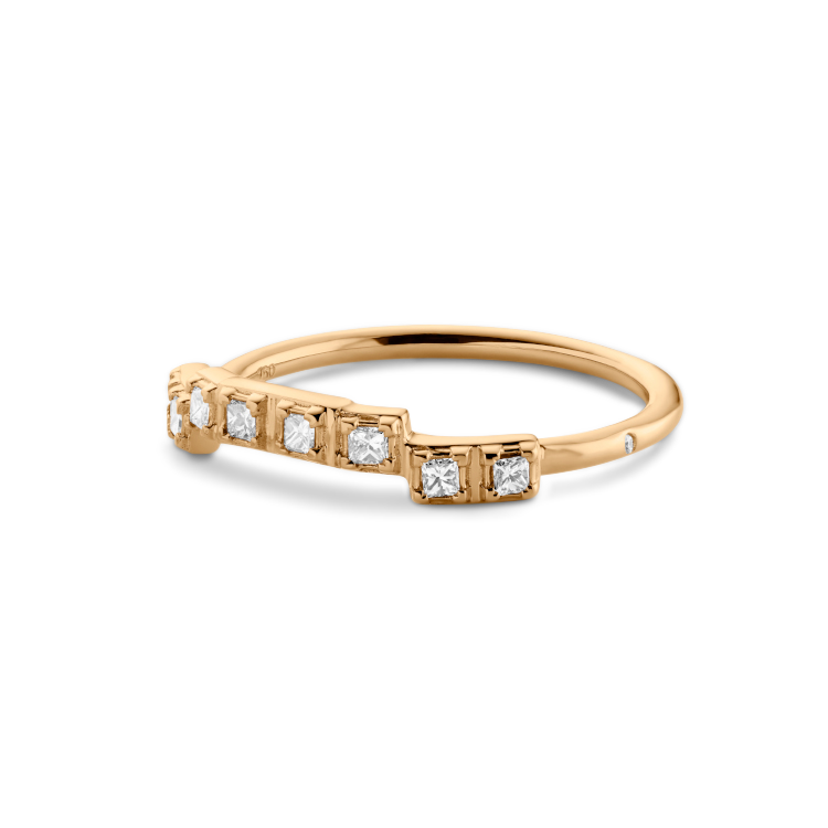 Raw Diamantring Curve - 18kt Gult Gull