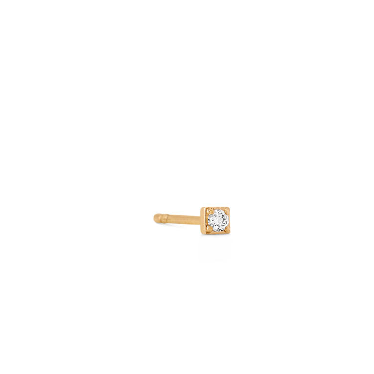 Square Diamant Øredobb S - 18kt Gult Gull