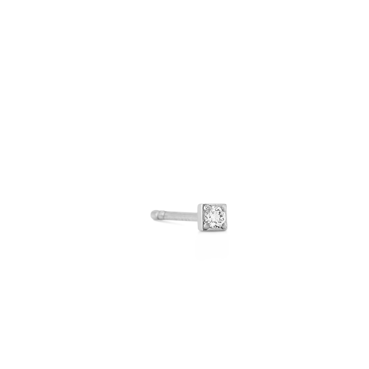 Square Diamant Øredobb S - 18kt Hvitt Gull