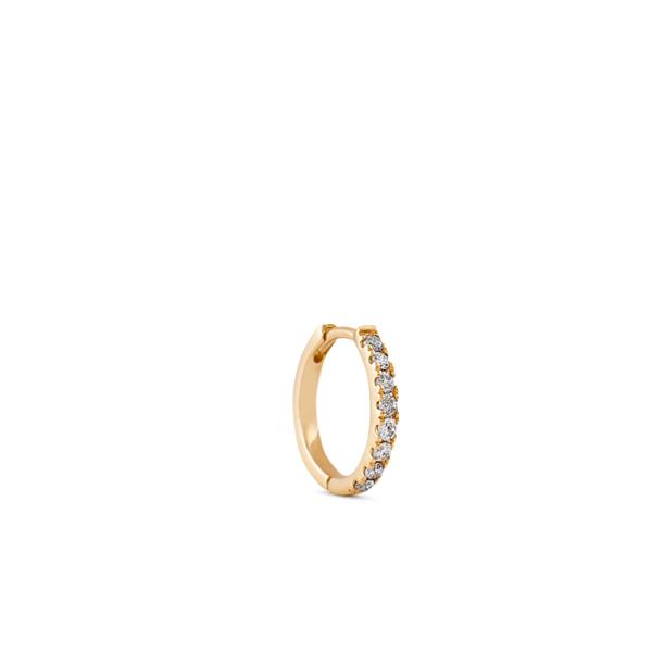 Rock Classic Grey Diamond Hoop S - 18kt Yellow Gold