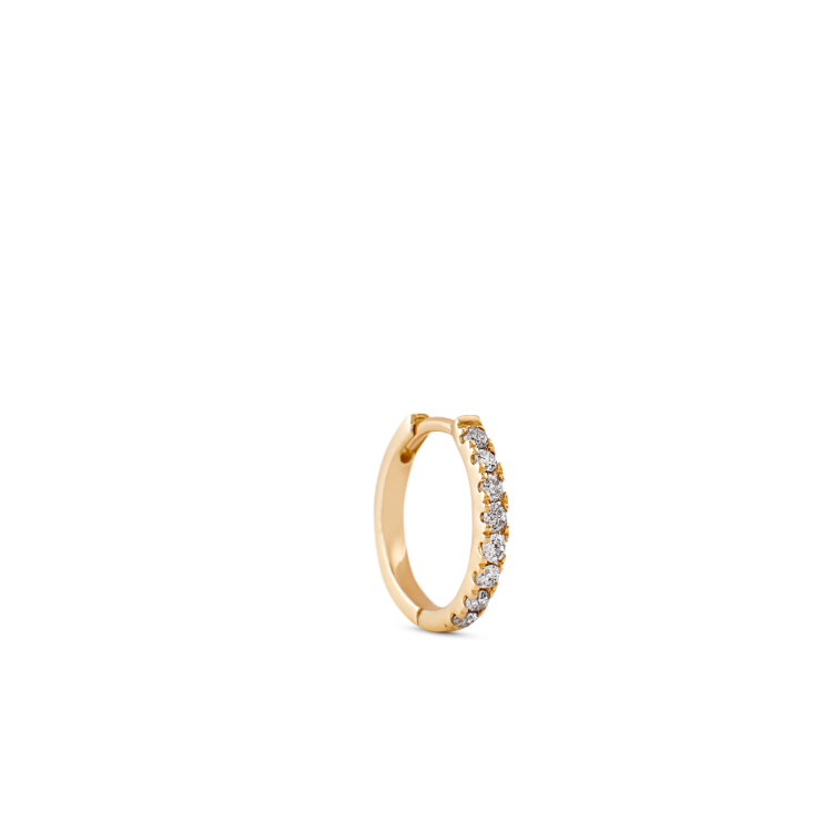 Rock Classic Grey Diamond Hoop S - 18kt Yellow Gold