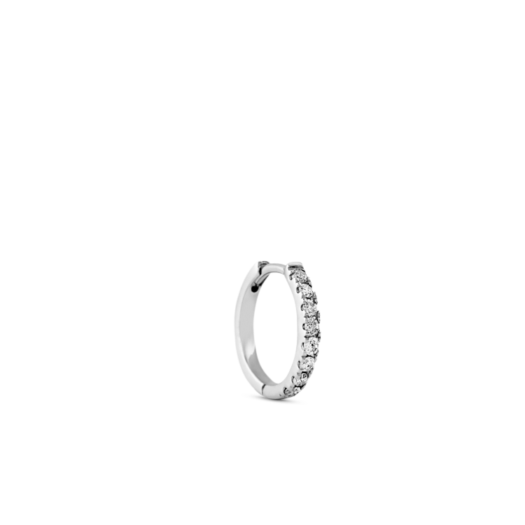 Rock Classic Grey Diamond Hoop S - 18kt White Gold