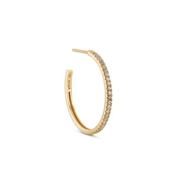 Rock Classic Diamond Hoop M - 18kt Yellow Gold