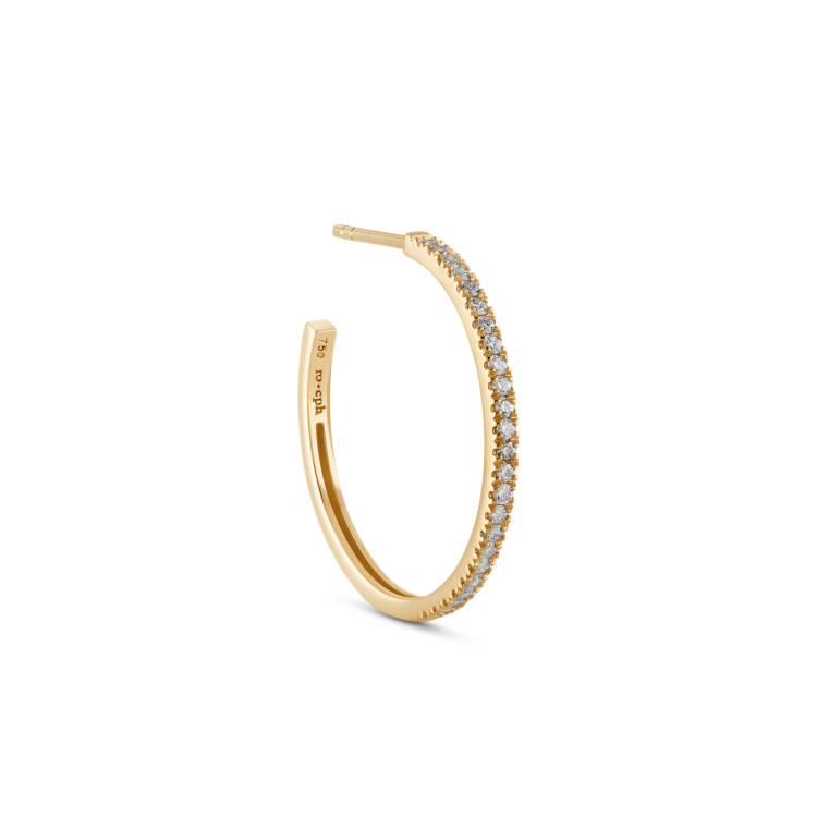 Rock Classic Diamond Hoop M - 18kt Yellow Gold