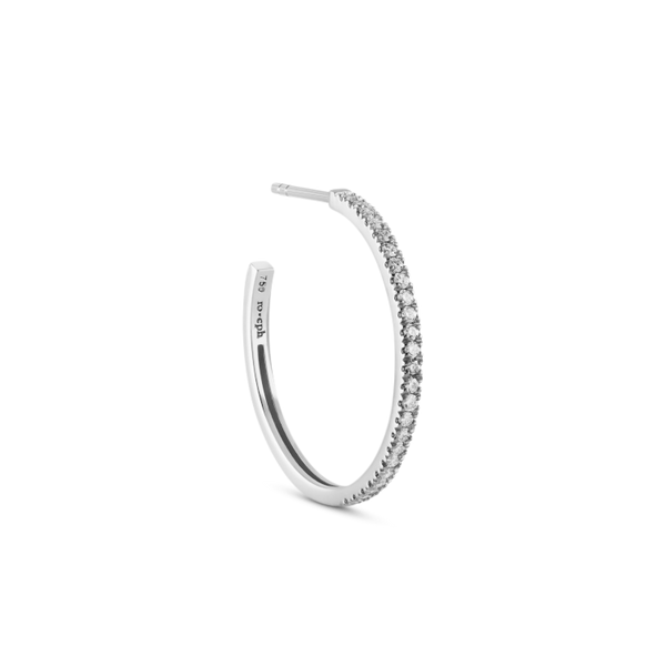 Rock Classic Diamond Hoop M - 18kt White Gold