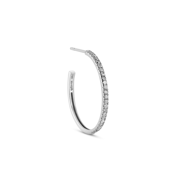 Rock Classic Grey Diamond Hoop M - 18kt White Gold