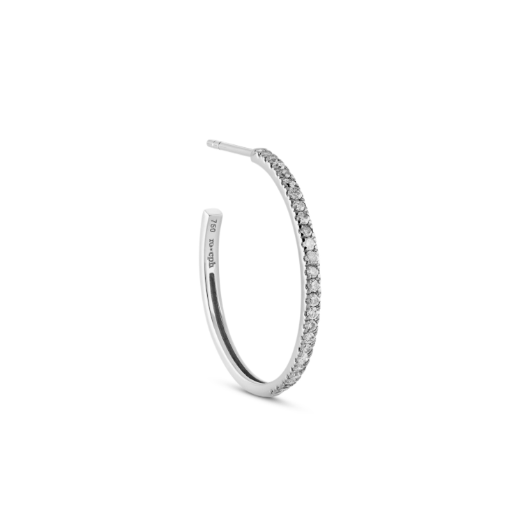 Rock Classic Grey Diamond Hoop M - 18kt White Gold