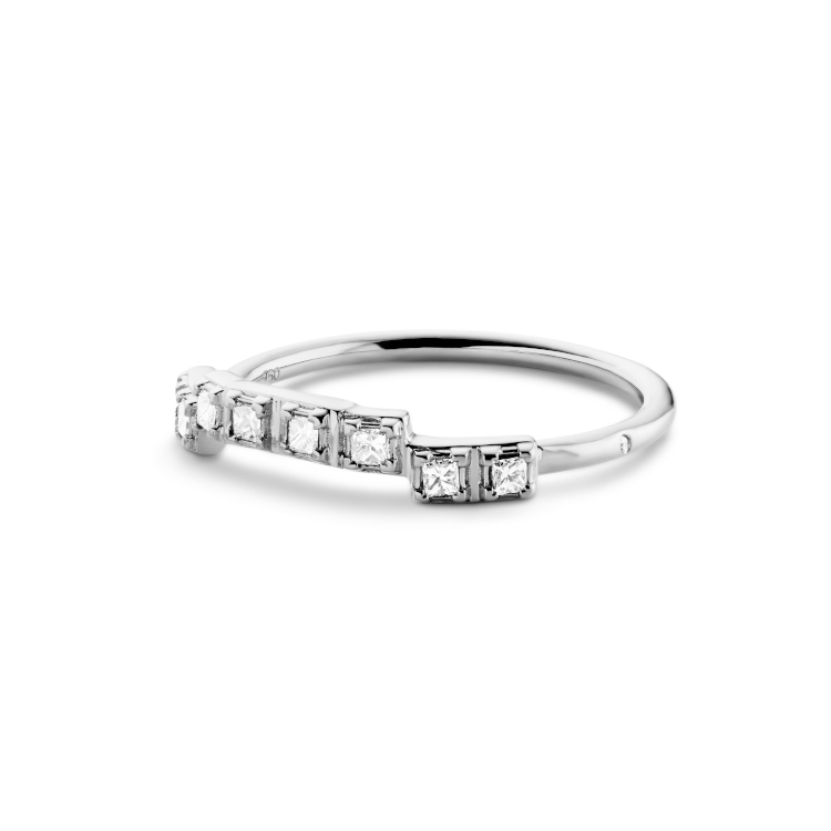 Raw Diamantring Curve - 18kt Hvitt Gull