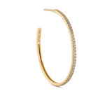 Rock Classic Diamond Hoop L - 18kt Yellow Gold