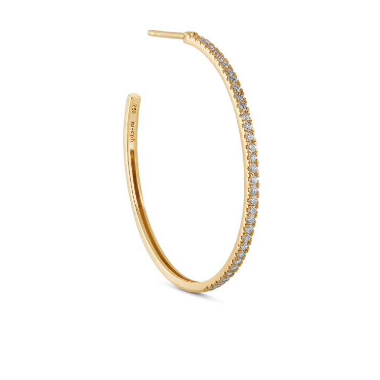 Rock Classic Diamond Hoop L - 18kt Yellow Gold