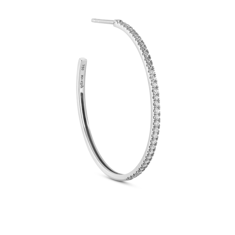 Rock Classic Diamant Hoop L - 18kt Hvitt Gull
