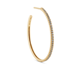 Rock Classic Grey Diamond Hoop L - 18kt Yellow Gold