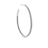 Rock Classic Grey Diamond Hoop L - 18kt White Gold