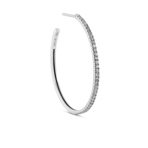 Rock Classic Grey Diamond Hoop L - 18kt White Gold