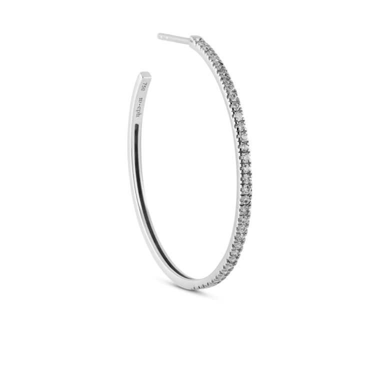 Rock Classic Grey Diamond Hoop L - 18kt White Gold