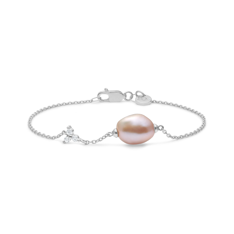 Fryd Diamant Perle Armbånd - 18kt Hvitt Gull