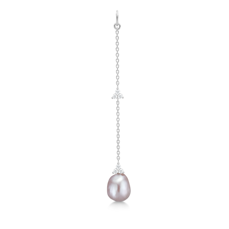 Fryd Pink Pearl Earring-Pendant L - 18kt White Gold