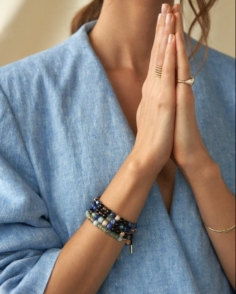 Inner Peace Balance Bracelet Black Cord - 18kt White Gold