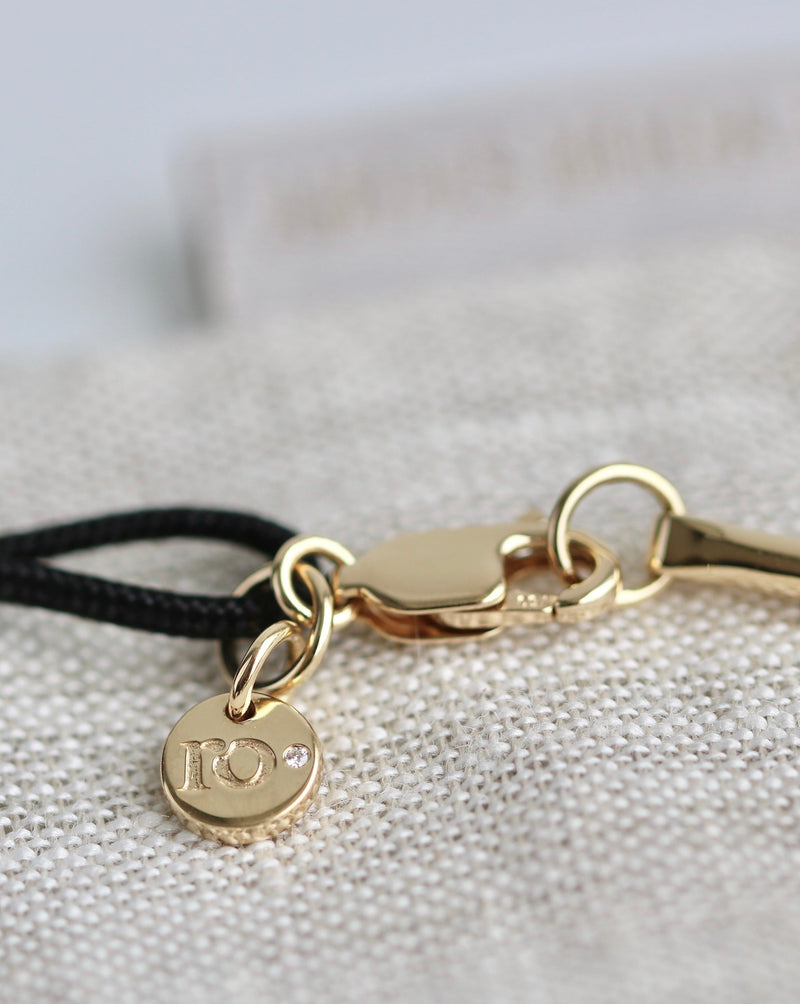 Inner Peace Balance Bracelet Black Cord - 18kt Yellow Gold