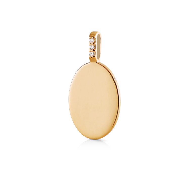 Signet Diamant Anheng - 18kt Gult Gull