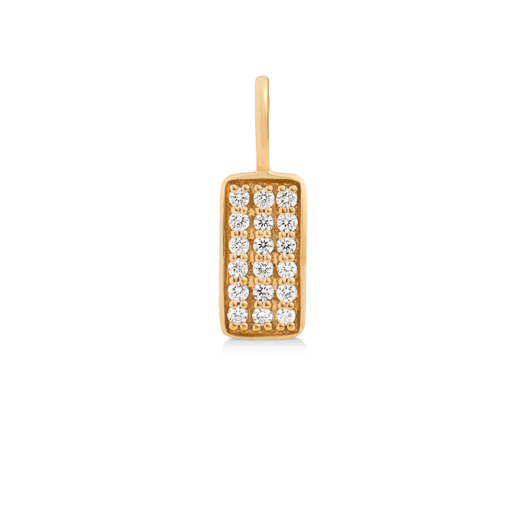 Square Diamant Anheng - 18kt Gult Gull