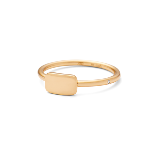 Rock Square Ring - 18kt Yellow Gold