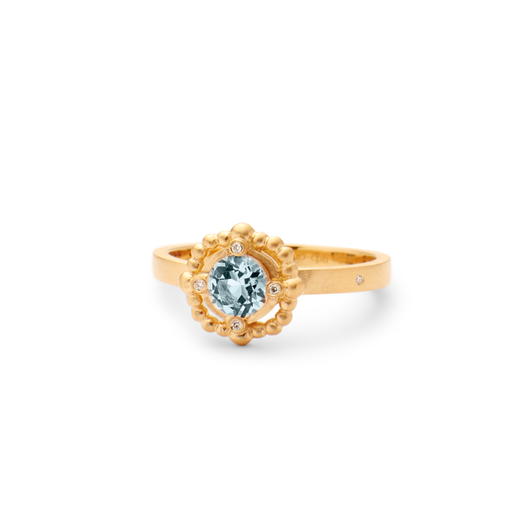 Orbit Blue Ring - 18kt Gult Gull