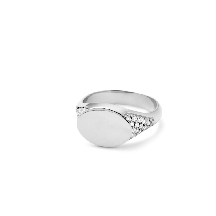 Rock Diamant Signetring Solid - 18kt Gult Gull