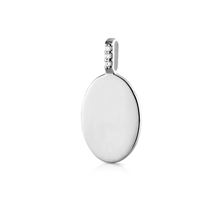 Signet Diamant Anheng - 18kt Hvitt Gull